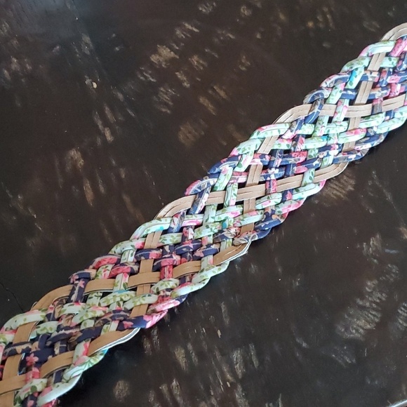 VINTAGE CHUNKY MULTICOLR BRAIDED BELT GIRLIE PINK PURPLE SILVER GREEN BLUE main image 10